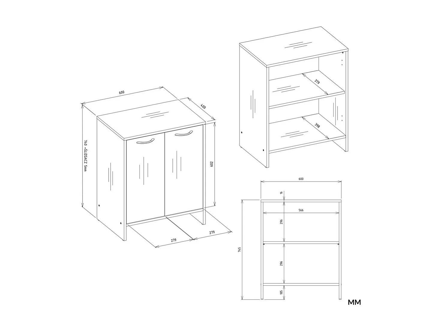 NINA - Mueble de baño para debajo del lavabo con 2 puertas - Blanco