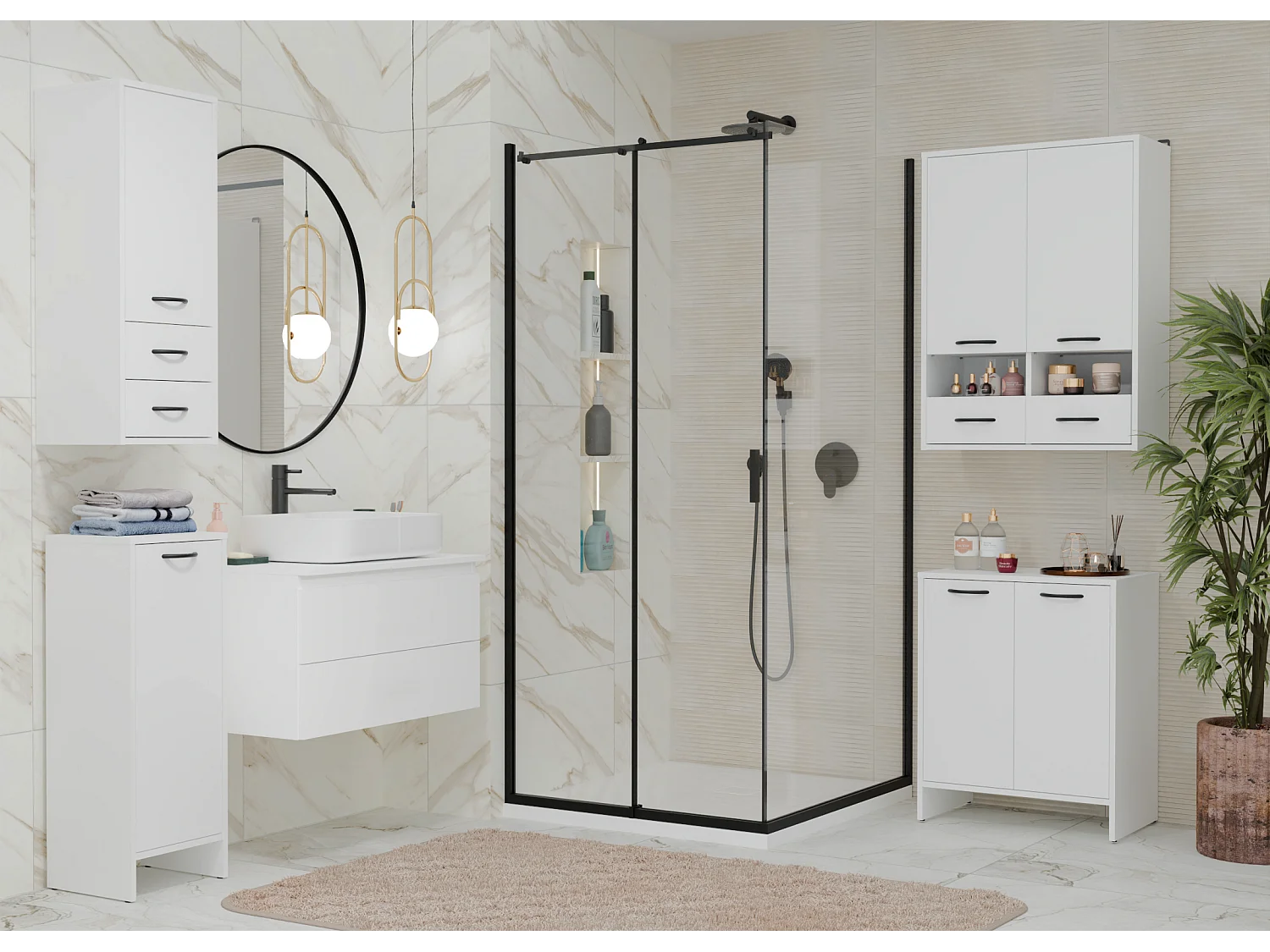 Szafka Łazienkowa NINA 2DUM | Biała | 60x40x74 cm |Szafka Łazienkowa Pod Umywalkę