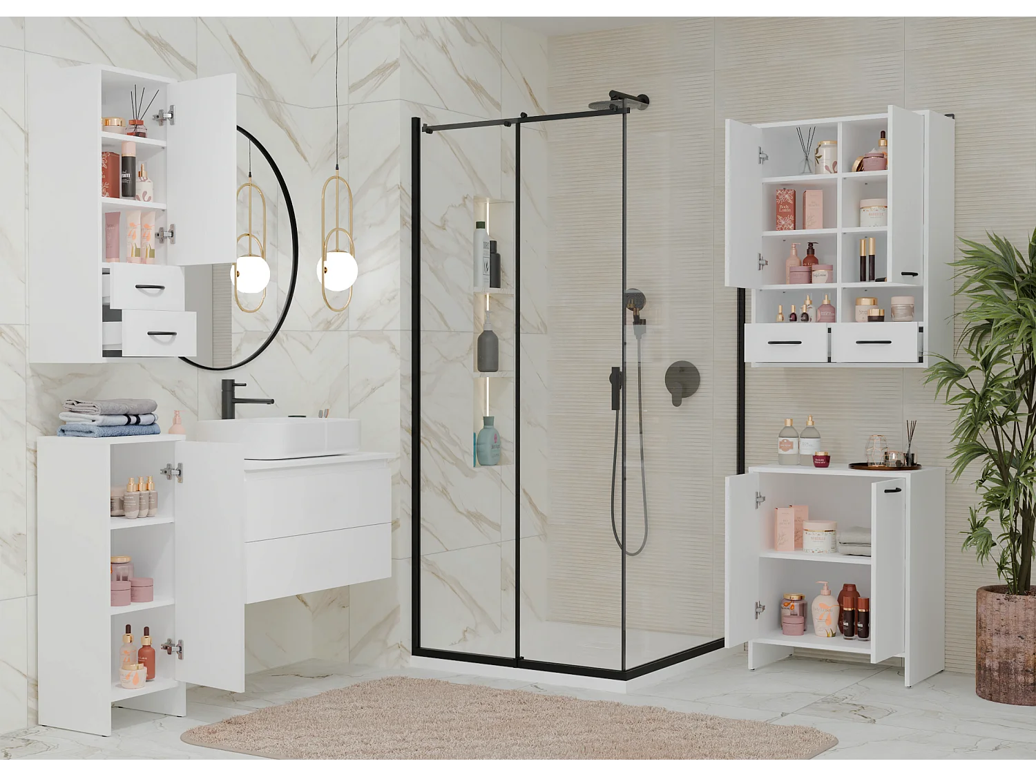 Szafka Łazienkowa NINA 2DUM | Biała | 60x40x74 cm |Szafka Łazienkowa Pod Umywalkę