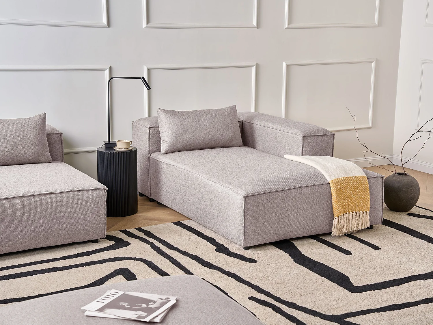 Chaise longue côté droite BRANDE Tissu Marron clair