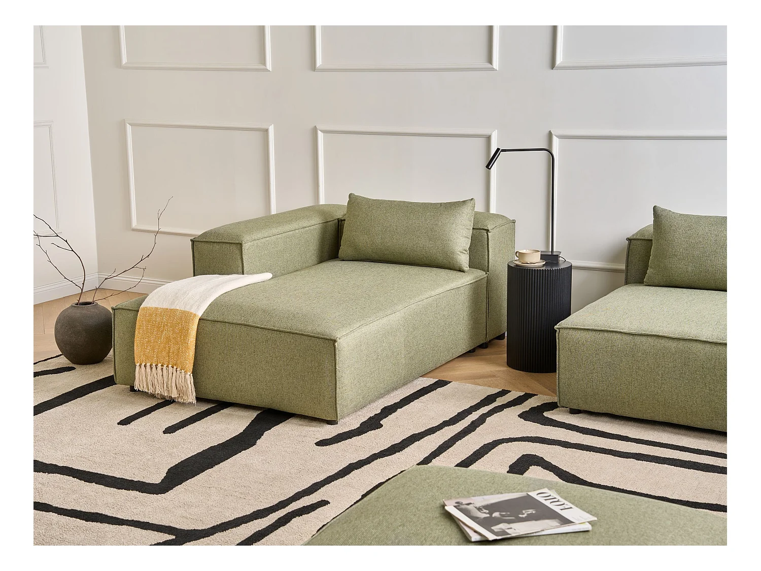 Chaise longue côté droit BRANDE Tissu Vert clair