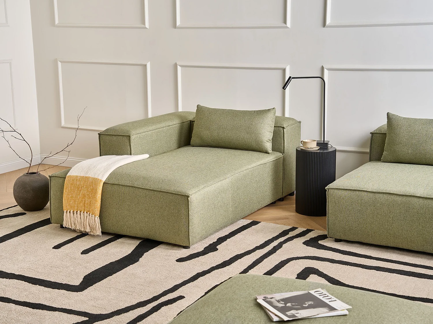 Chaise longue côté droit BRANDE Tissu Vert clair