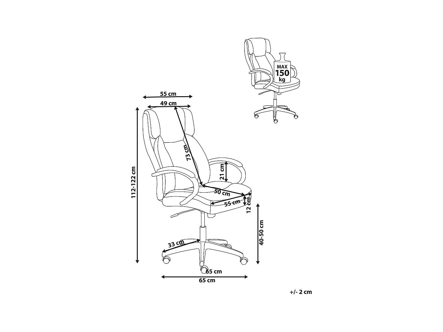 Fauteuil de bureau HONOR Cuir PU Noir