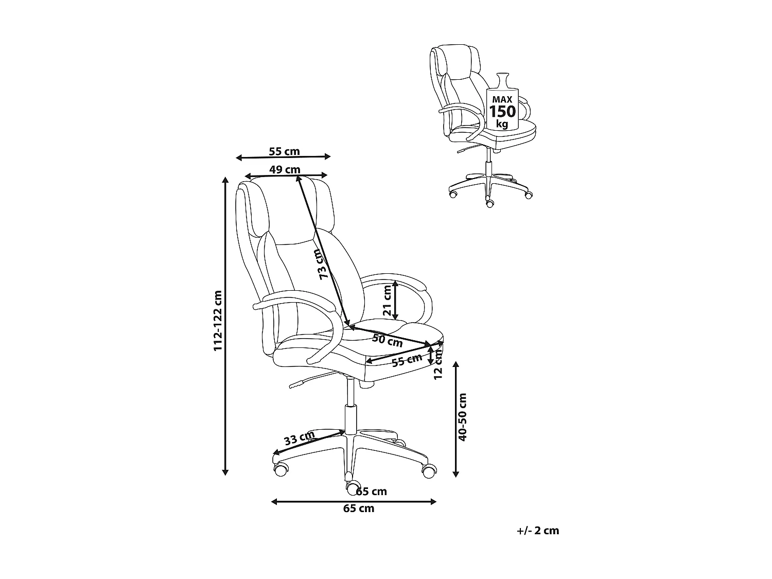 Fauteuil de bureau HONOR Cuir PU Noir