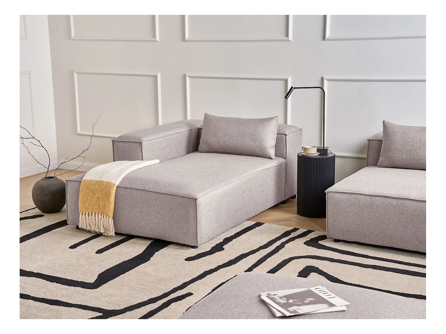 Chaise longue côté droit BRANDE Tissu Marron clair