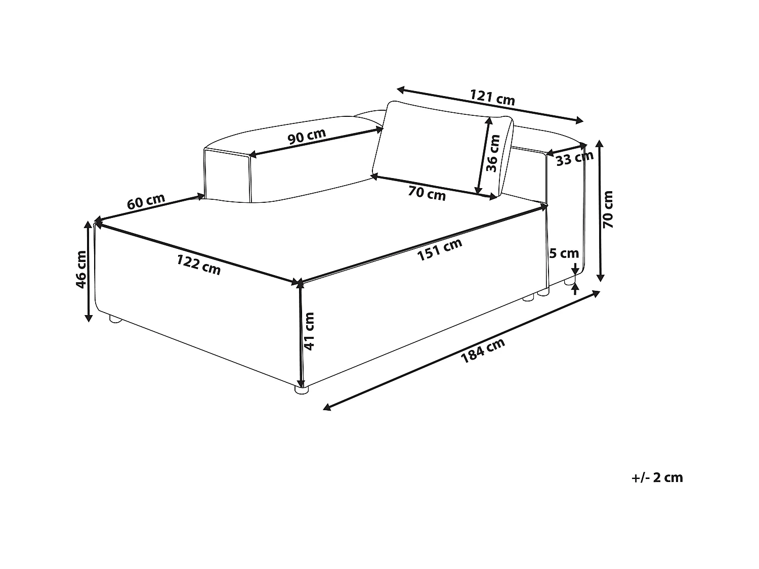 Chaise longue côté droit BRANDE Tissu Marron clair