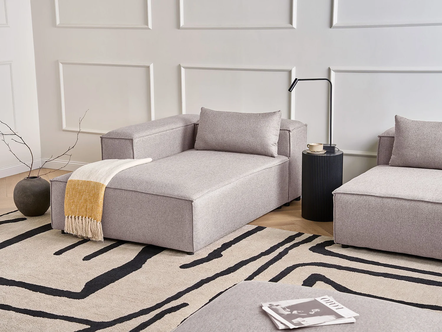 Chaise longue côté droit BRANDE Tissu Marron clair