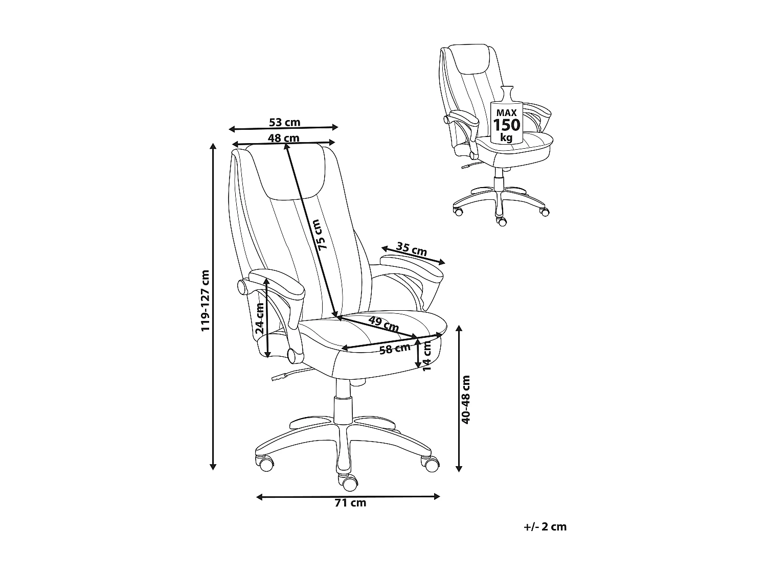 Fauteuil de bureau CHIEF Cuir PU Blanc cassé