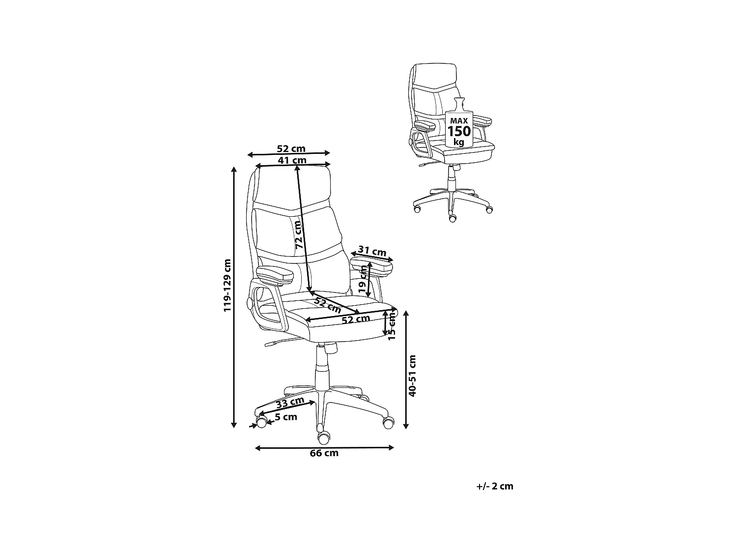 Fauteuil de bureau RULER Cuir PU Noir