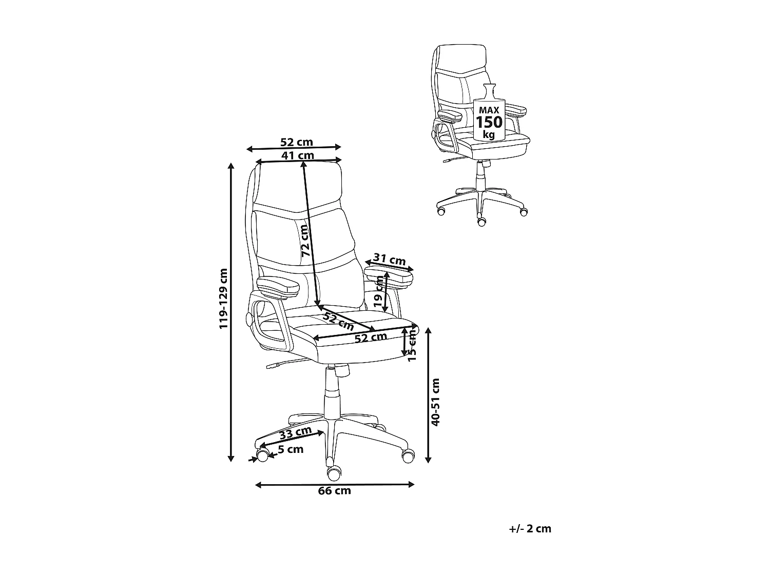 Fauteuil de bureau RULER Cuir PU Noir