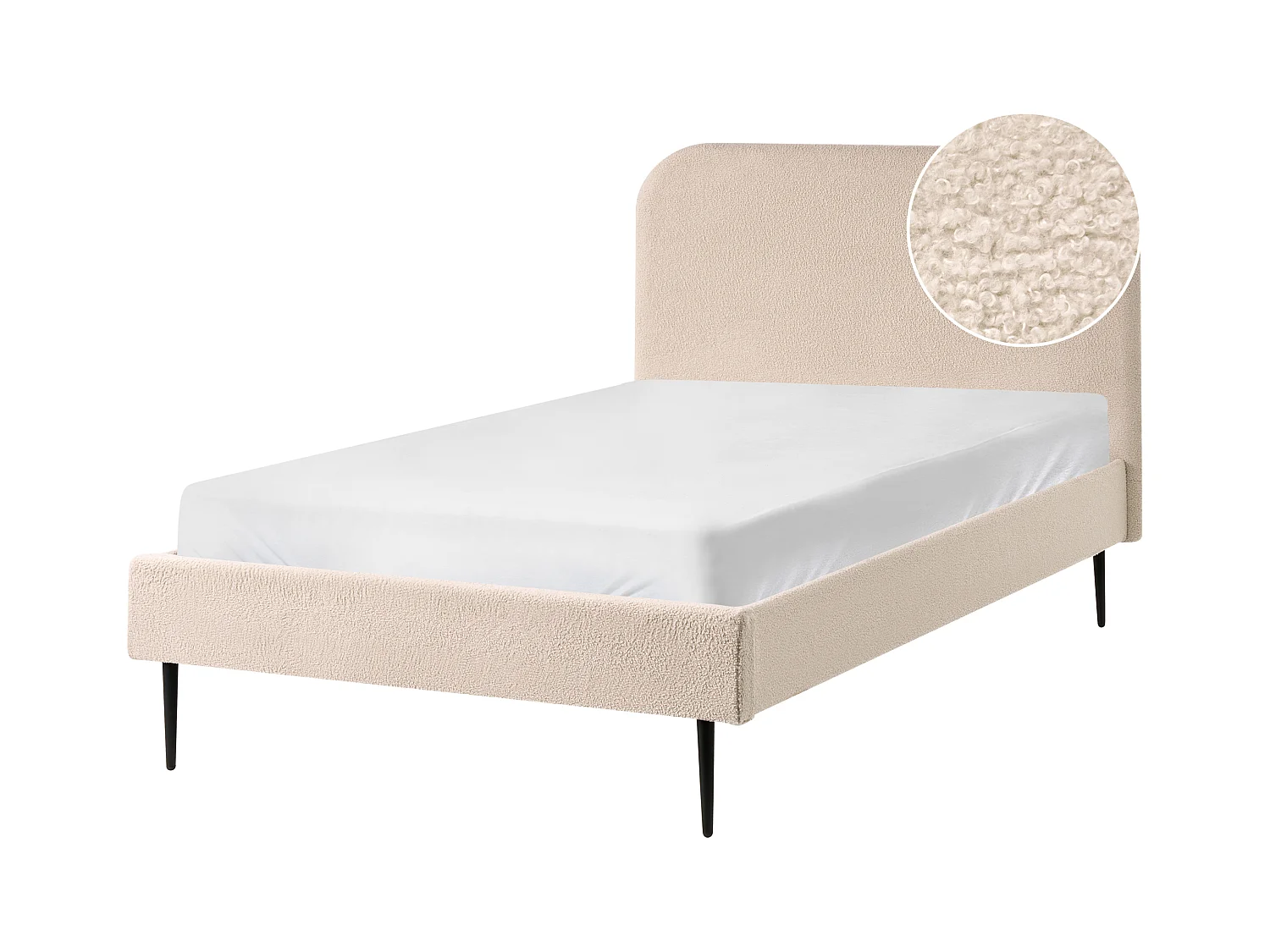 Lit avec sommier Bouclé FLAYAT 120 x 200 cm Beige clair