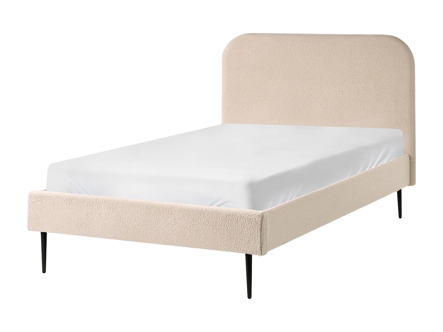 Lit avec sommier Bouclé FLAYAT 120 x 200 cm Beige clair