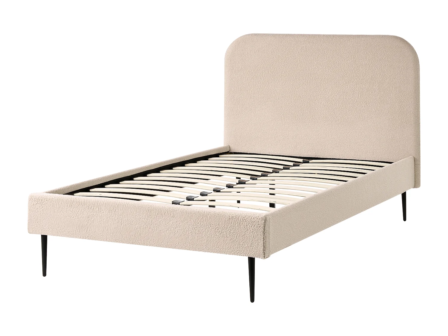 Lit avec sommier Bouclé FLAYAT 120 x 200 cm Beige clair