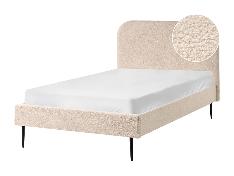 Lit avec sommier Bouclé FLAYAT 120 x 200 cm Beige clair