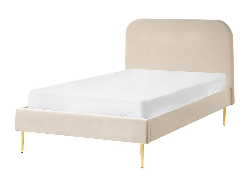 Lit avec sommier Velours FLAYAT 120 x 200 cm Beige clair