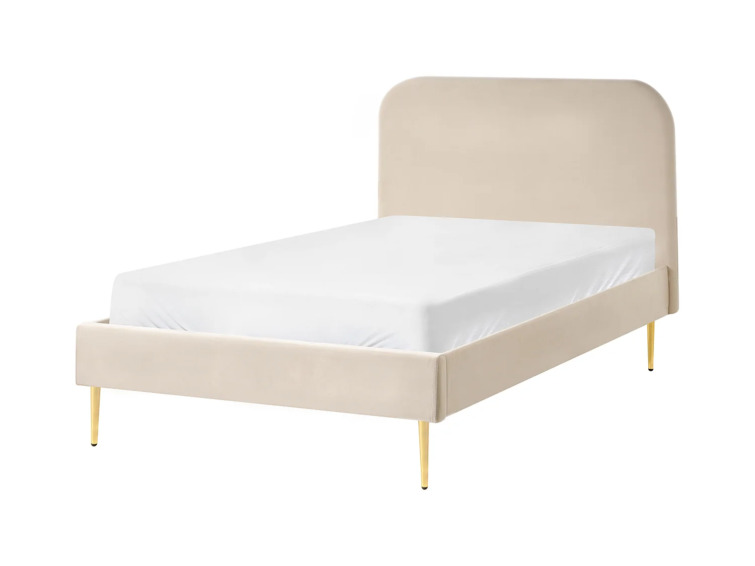Lit avec sommier Velours FLAYAT 120 x 200 cm Beige clair
