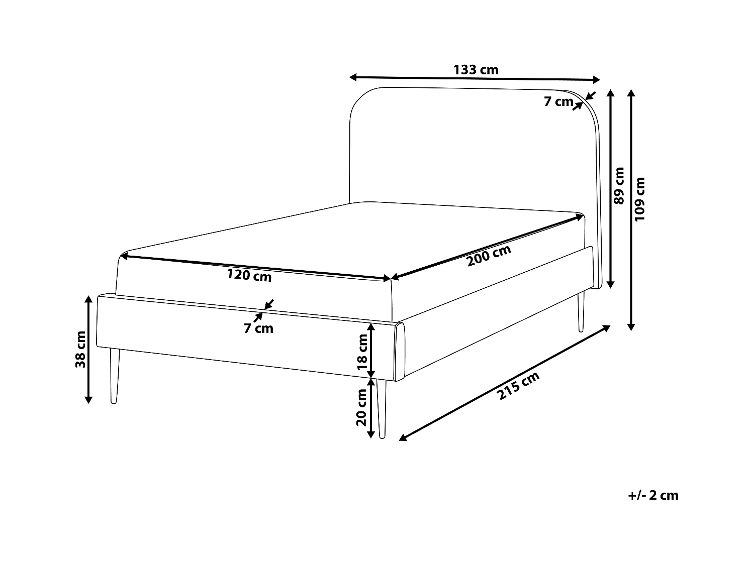 Lit avec sommier Velours FLAYAT 120 x 200 cm Beige clair