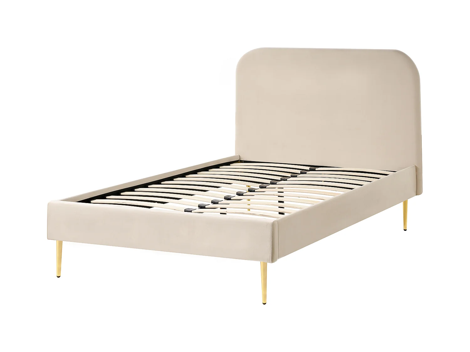 Lit avec sommier Velours FLAYAT 120 x 200 cm Beige clair