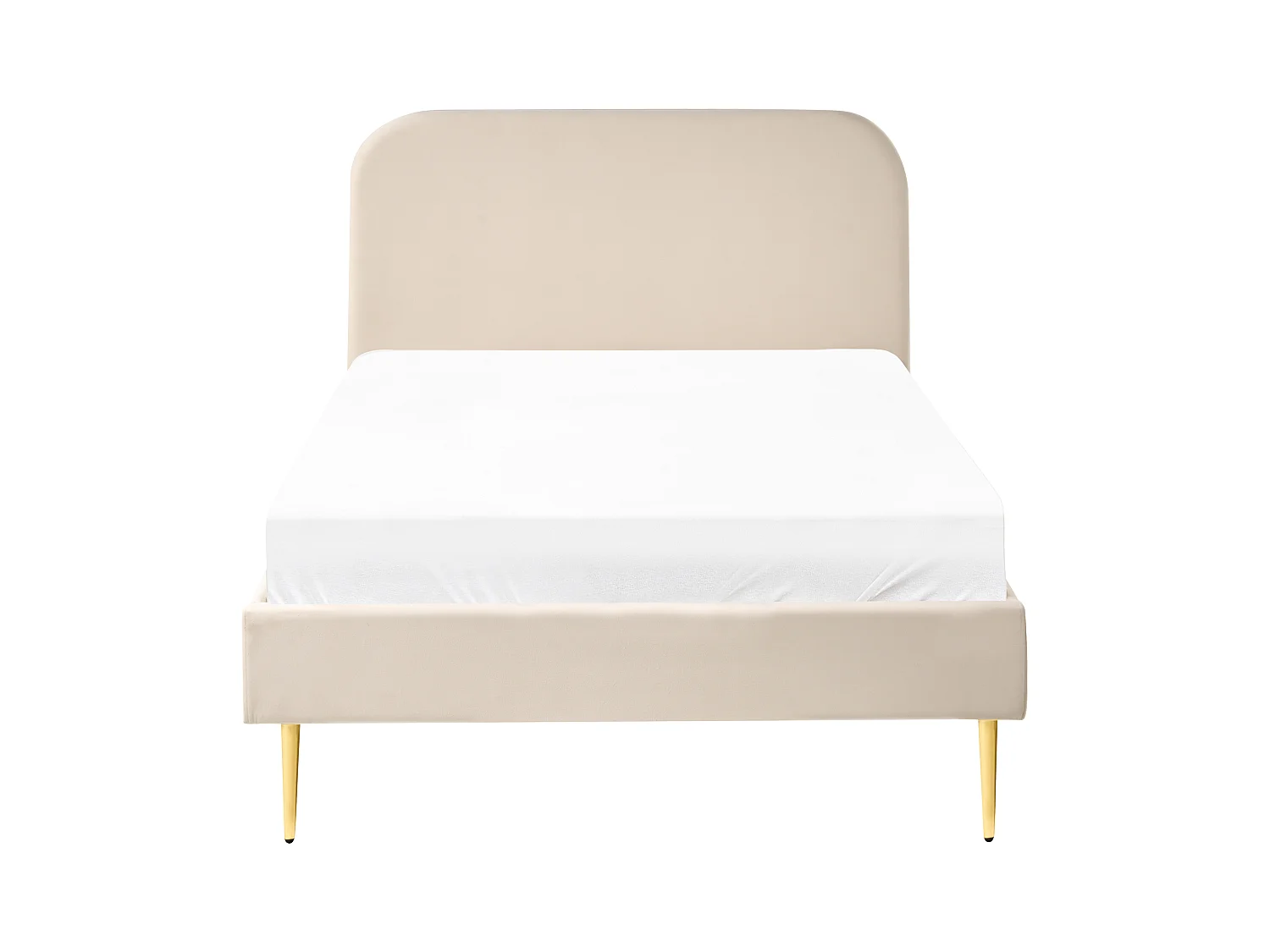 Lit avec sommier Velours FLAYAT 120 x 200 cm Beige clair