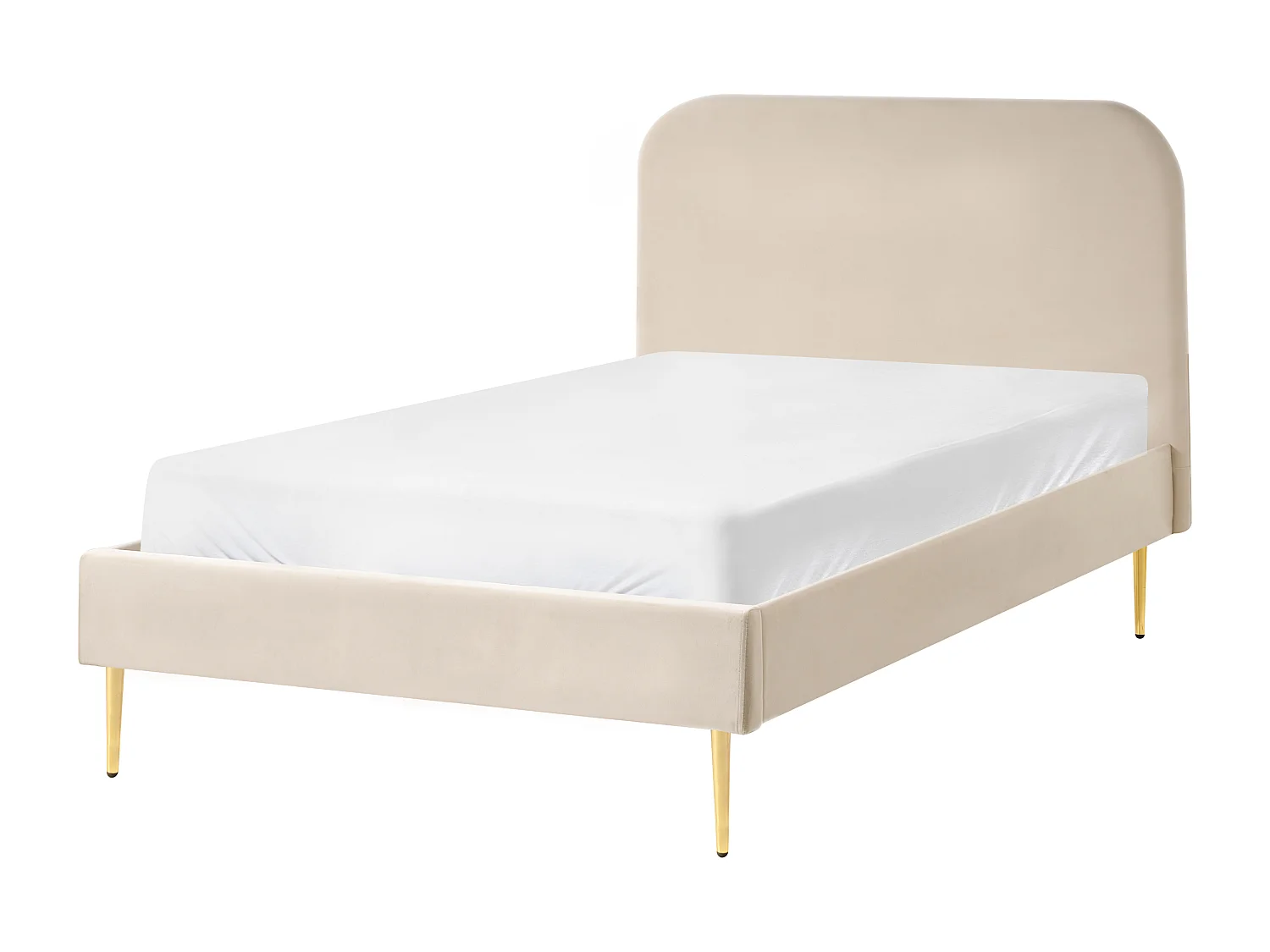Bed Velvet FLAYAT 120 x 200 cm (EU Small Double) Light Beige