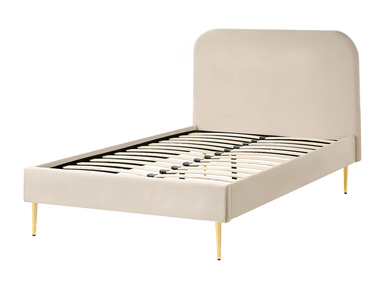 Bed Velvet FLAYAT 120 x 200 cm (EU Small Double) Light Beige