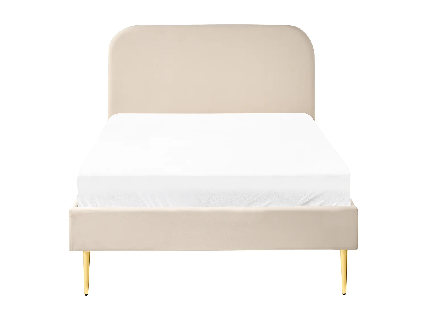 Bed Velvet FLAYAT 120 x 200 cm (EU Small Double) Light Beige