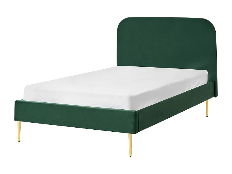 Lit avec sommier Velours FLAYAT 120 x 200 cm Vert foncé