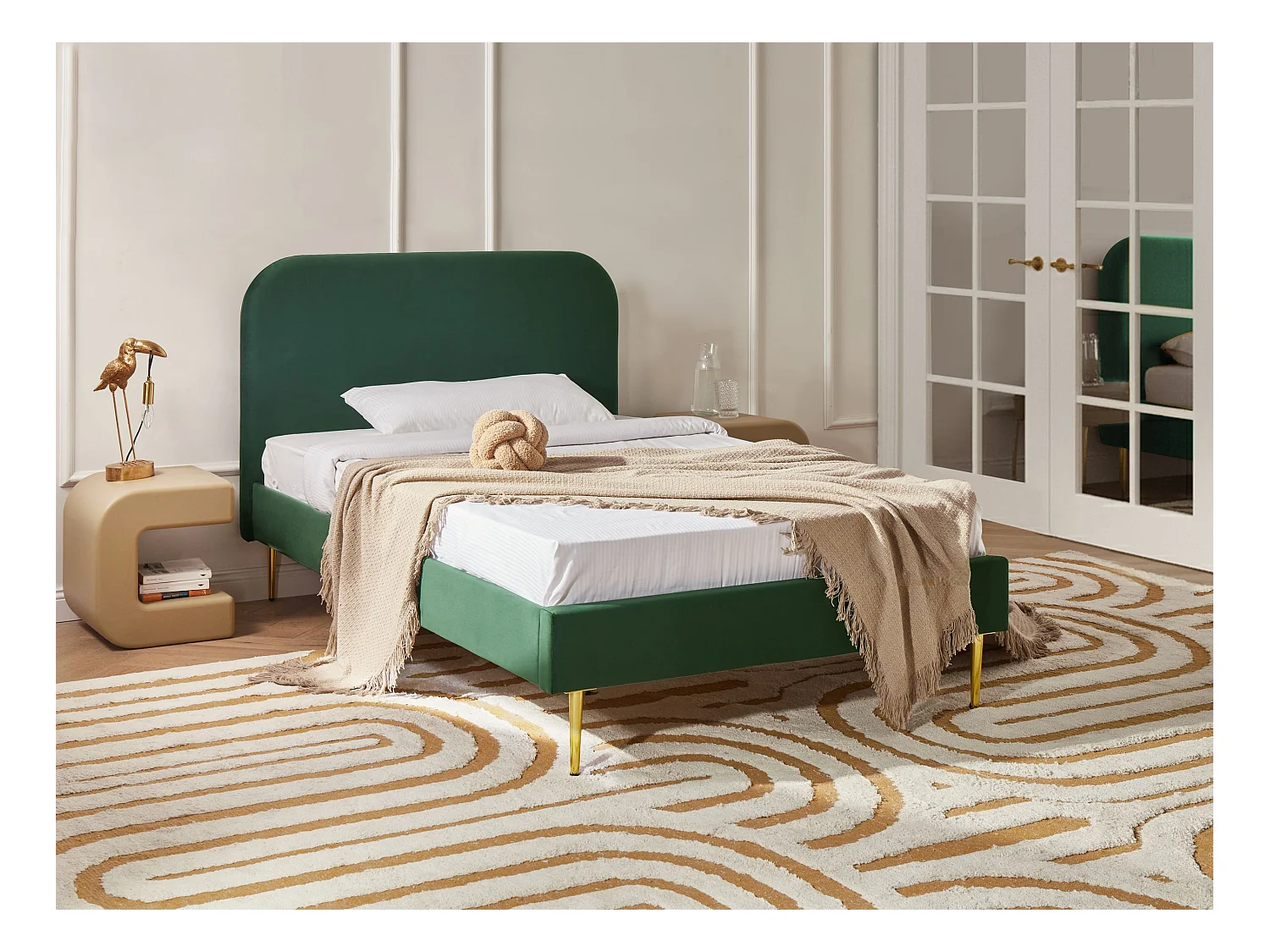 Lit avec sommier Velours FLAYAT 120 x 200 cm Vert foncé