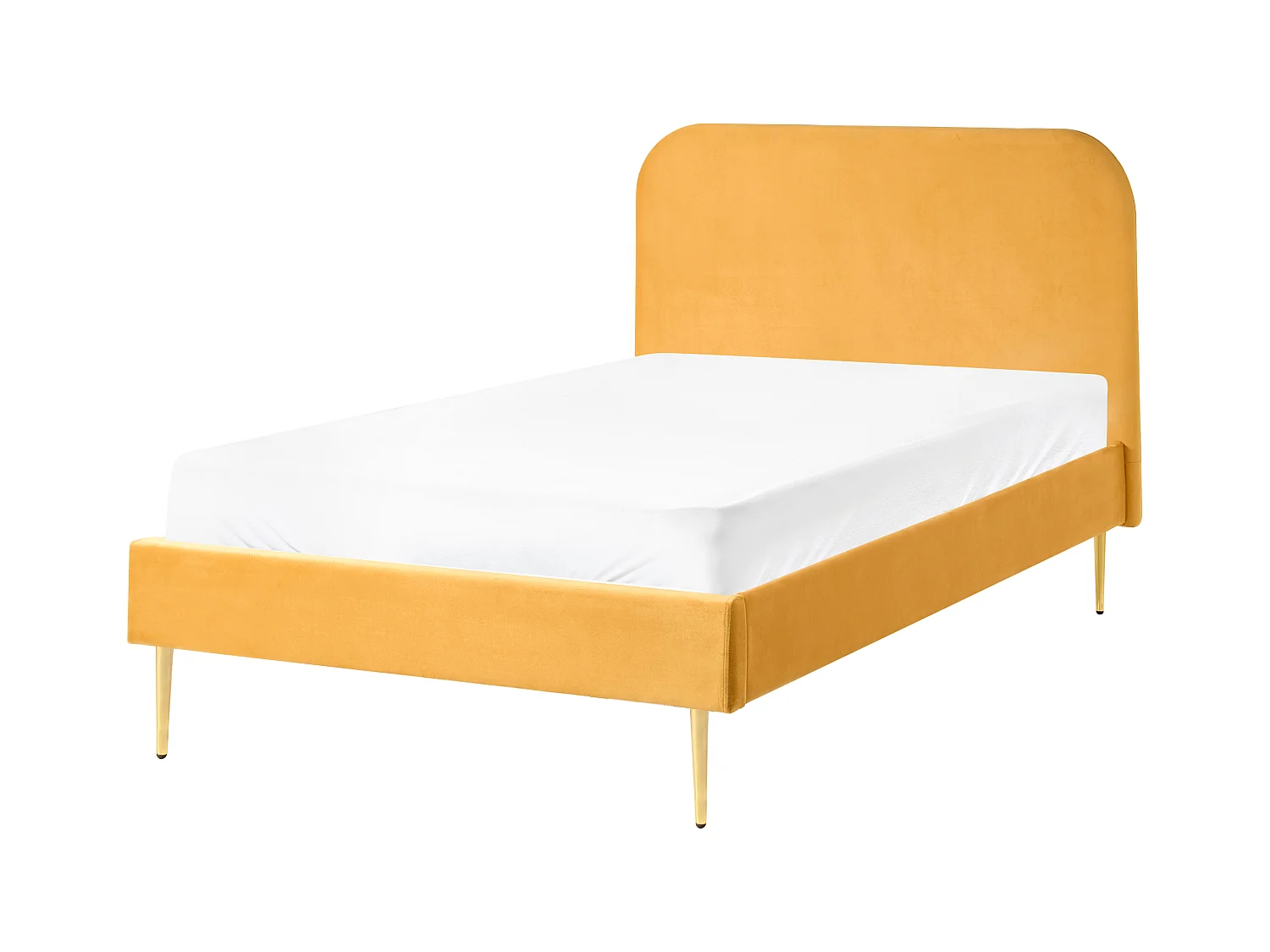 Lit avec sommier Velours FLAYAT 120 x 200 cm Jaune