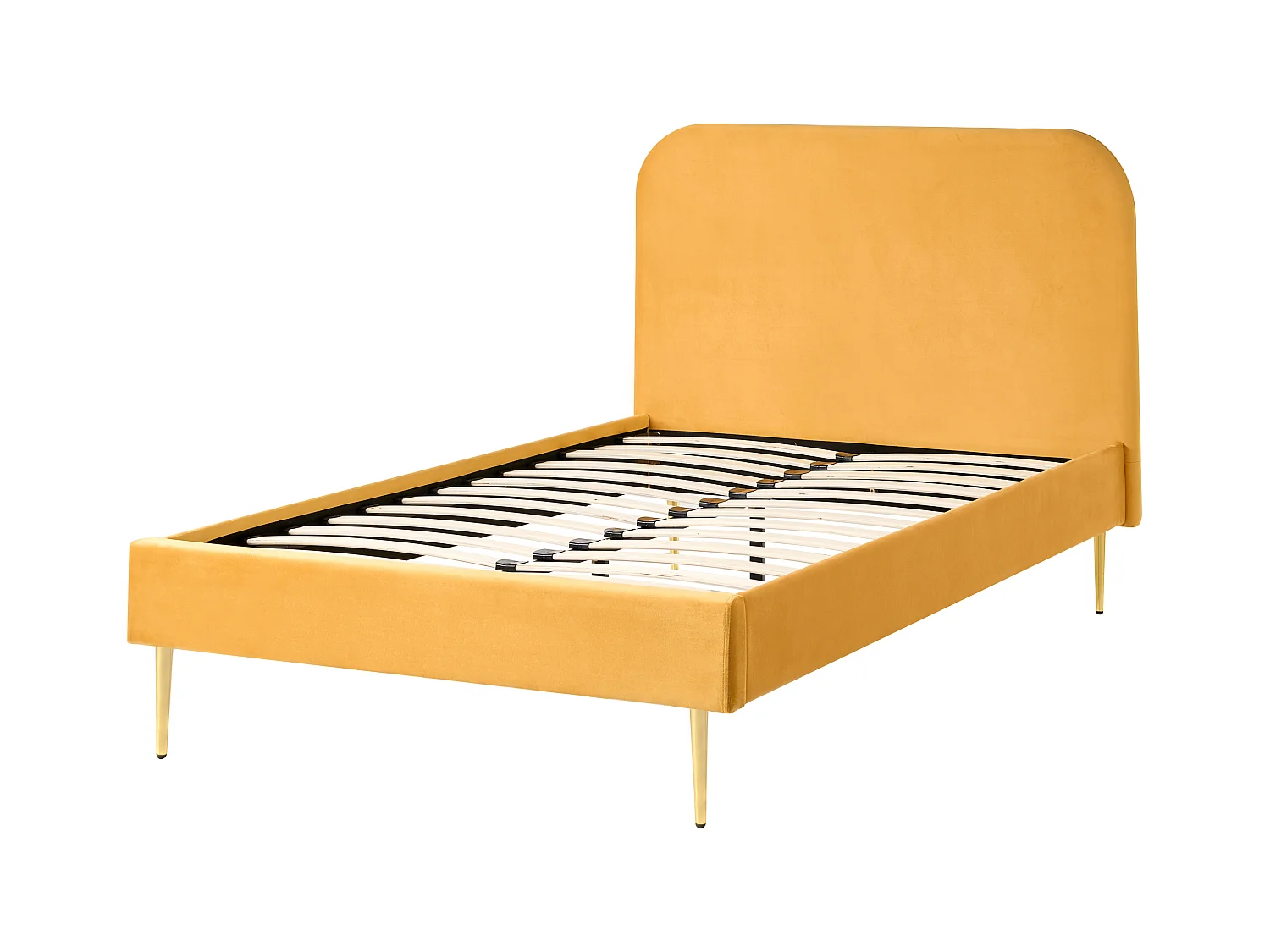Lit avec sommier Velours FLAYAT 120 x 200 cm Jaune