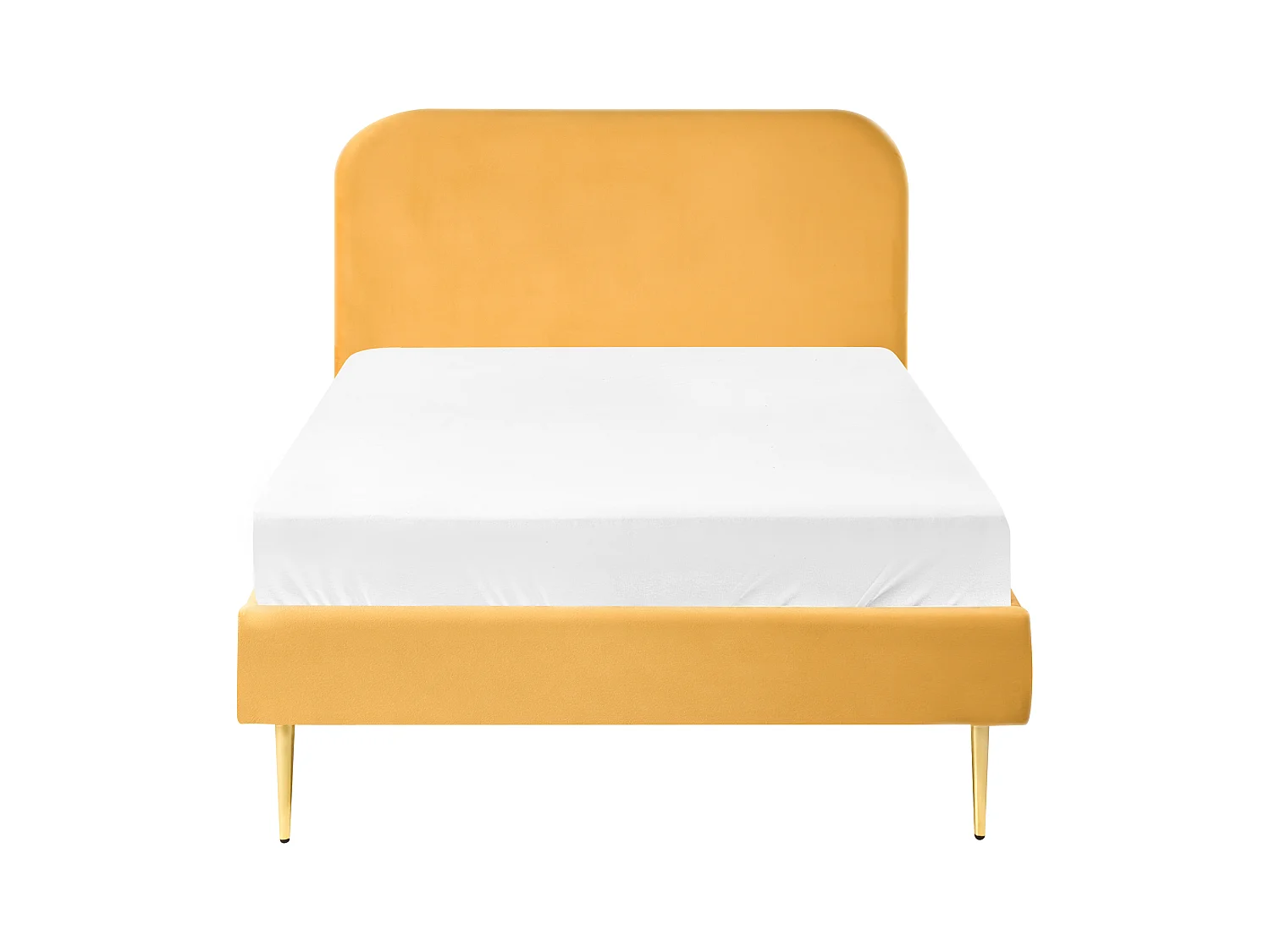 Lit avec sommier Velours FLAYAT 120 x 200 cm Jaune
