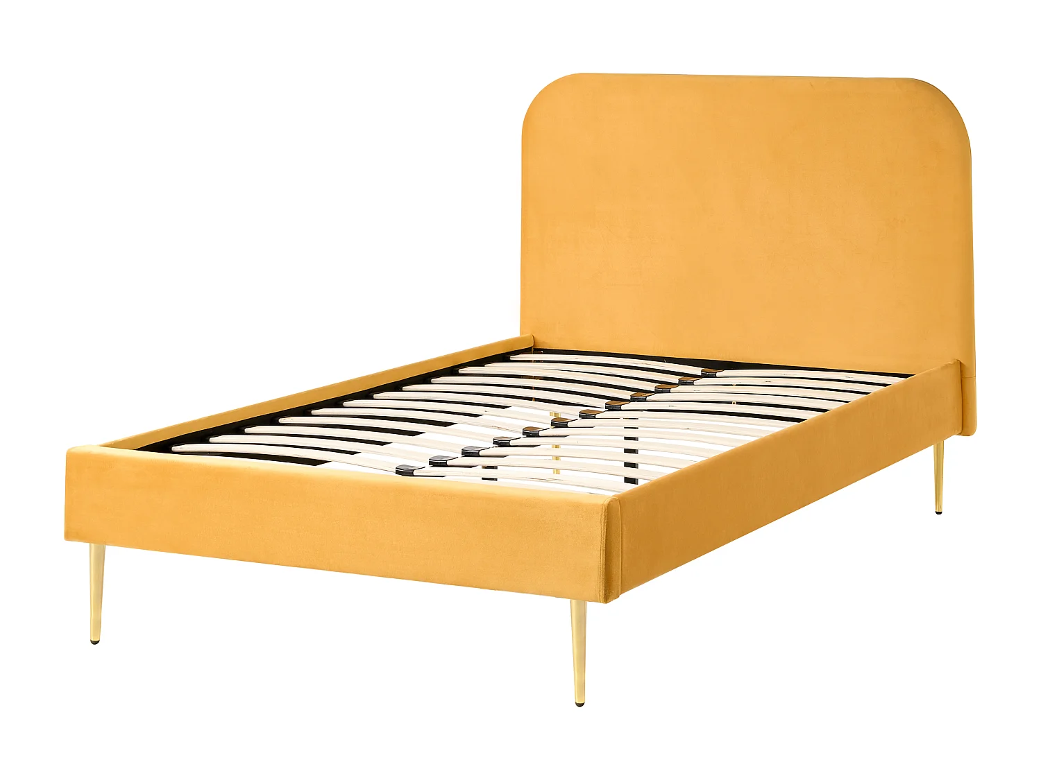 Lit avec sommier Velours FLAYAT 120 x 200 cm Jaune