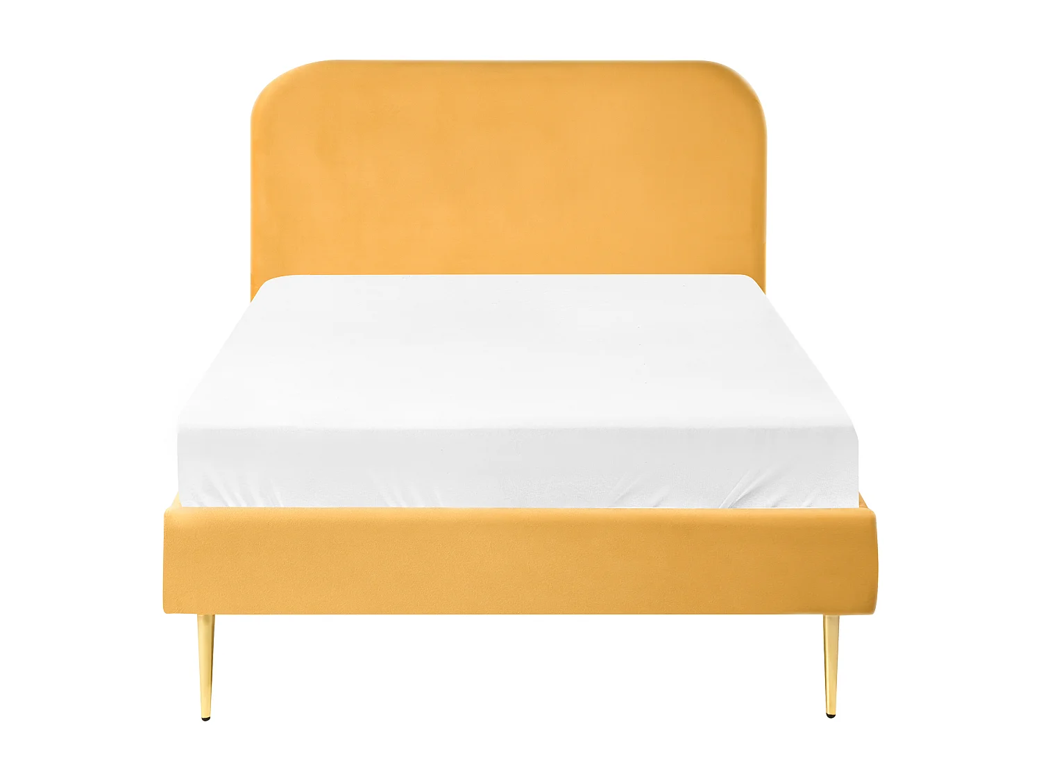 Lit avec sommier Velours FLAYAT 120 x 200 cm Jaune
