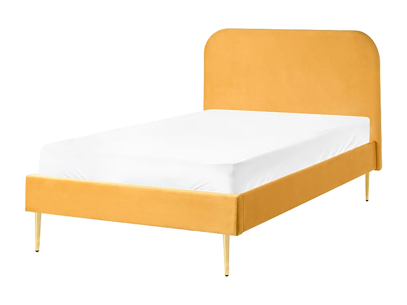 Lit avec sommier Velours FLAYAT 120 x 200 cm Jaune