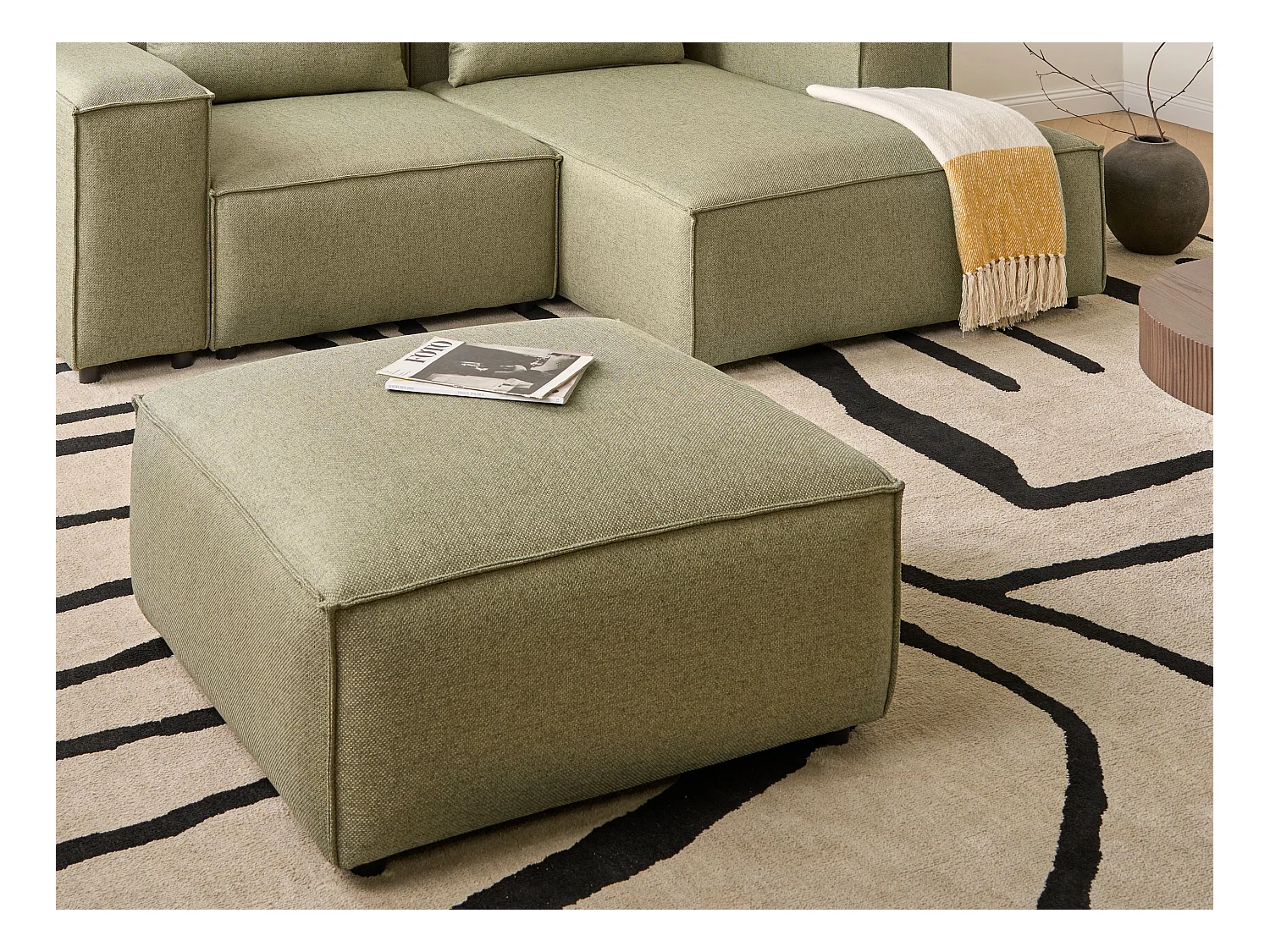 Ottoman BRANDE Tissu Vert clair