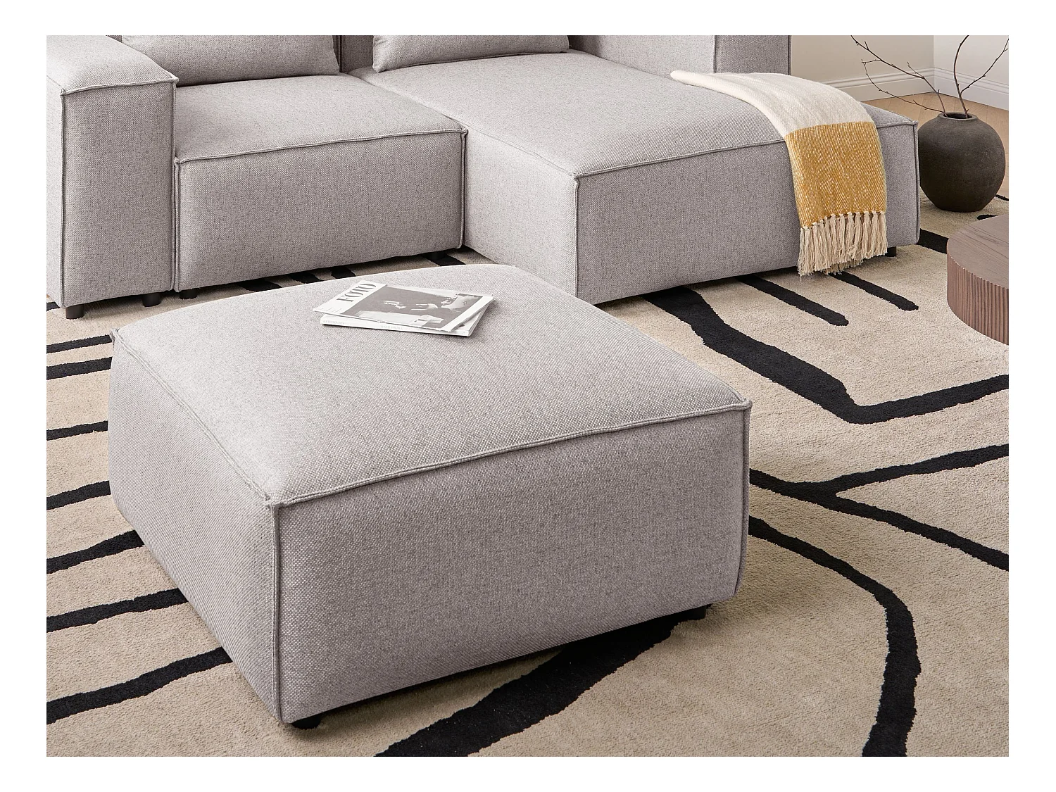 Ottoman BRANDE Tissu Marron clair