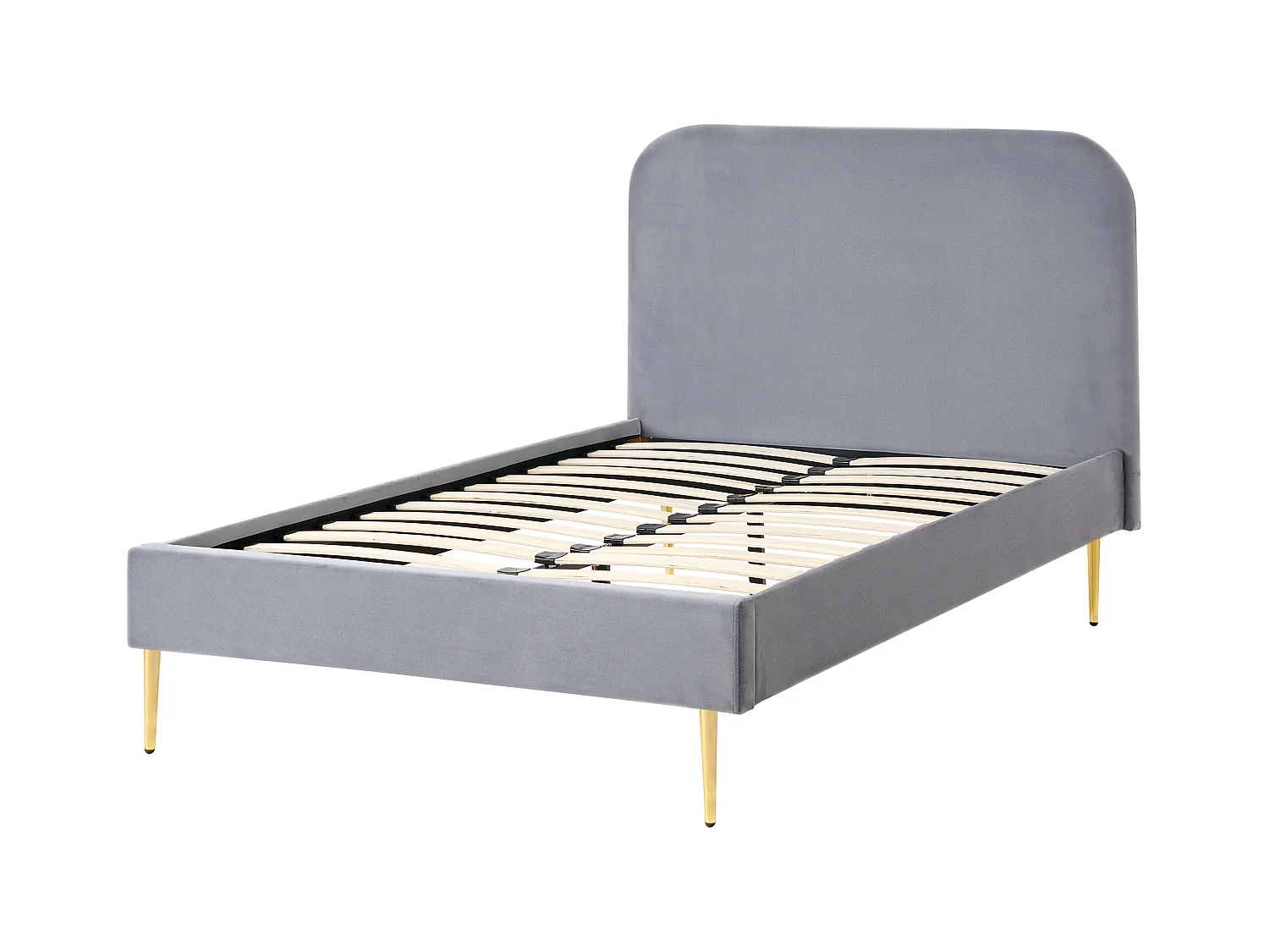 Lit avec sommier Velours FLAYAT 120 x 200 cm Gris