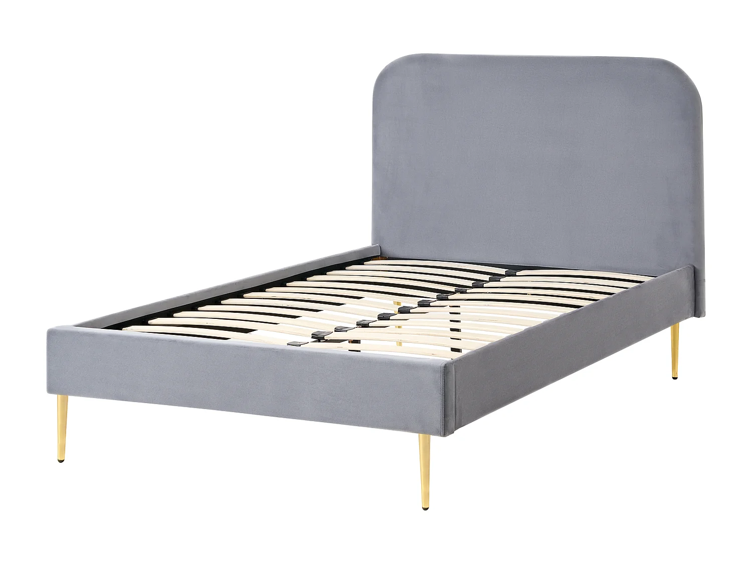 Lit avec sommier Velours FLAYAT 120 x 200 cm Gris