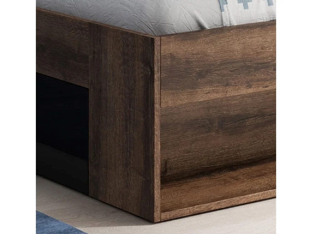 BETT Granada Monastery Eiche / Schwarz Hochglanz 146 / 205 / 94cm