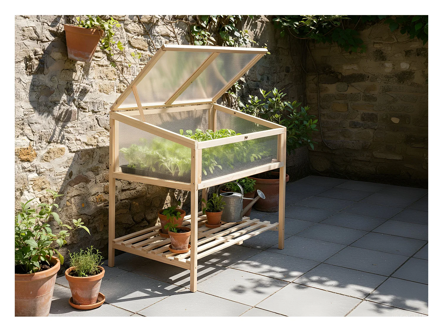 Serre de balcon ARANOVA Bois de sapin Marron clair 58 cm