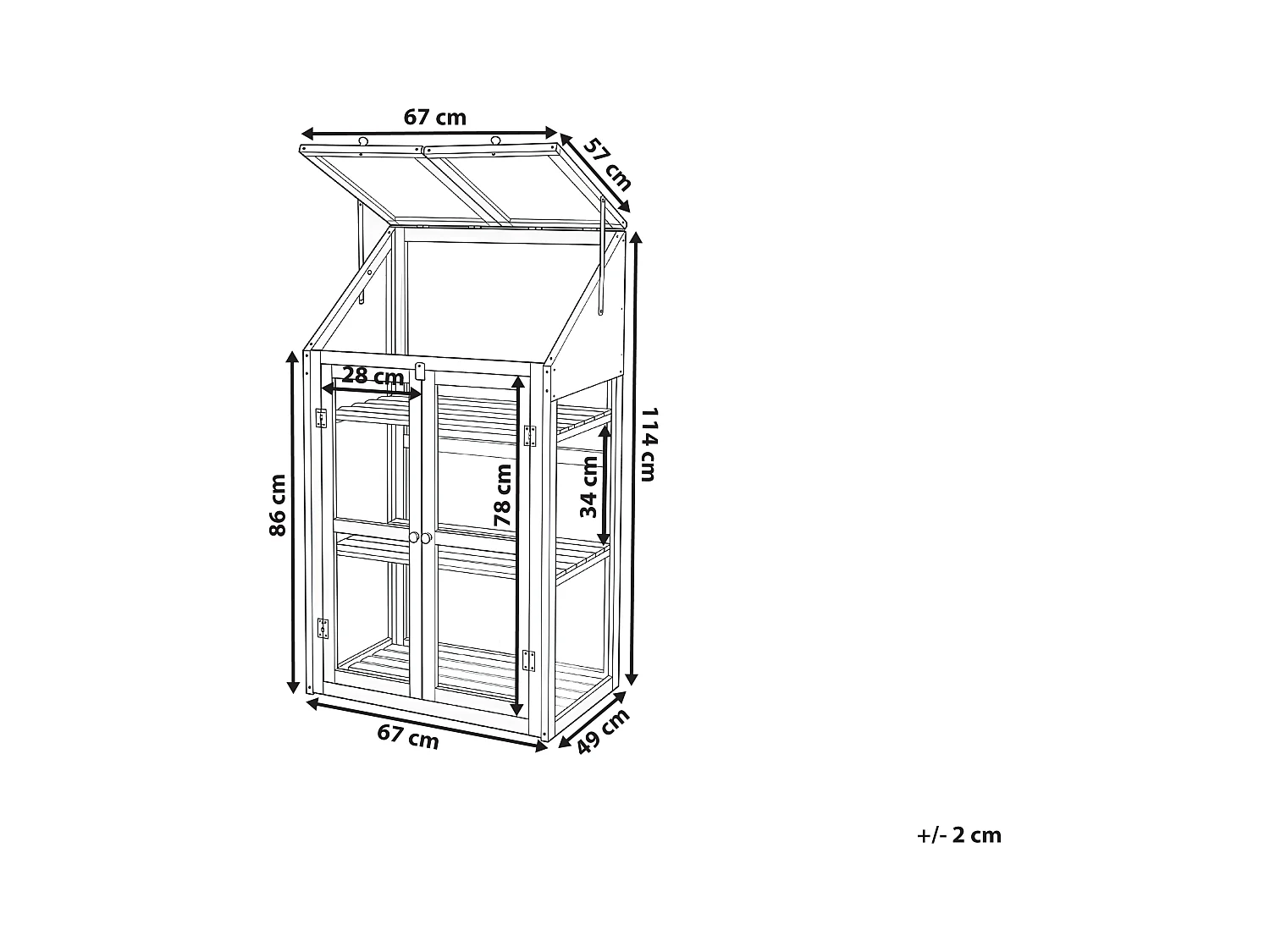 Serre de balcon VOLVERA Bois de sapin Marron clair 49 cm