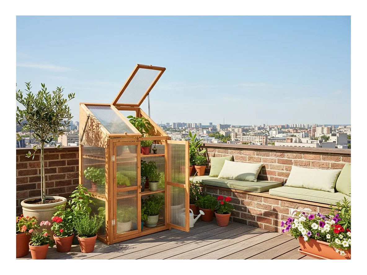 Serre de balcon VOLVERA Bois de sapin Marron clair 49 cm