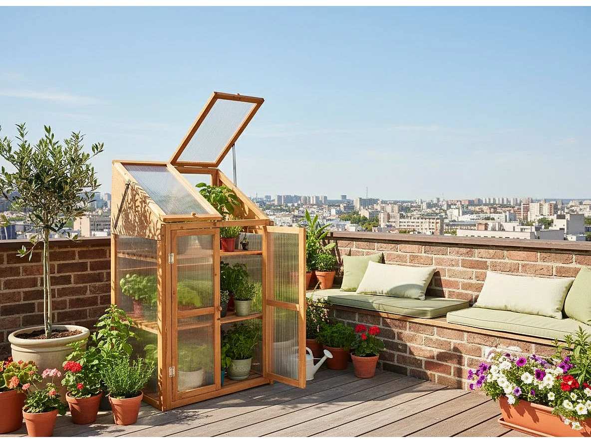 Serre de balcon VOLVERA Bois de sapin Marron clair 49 cm