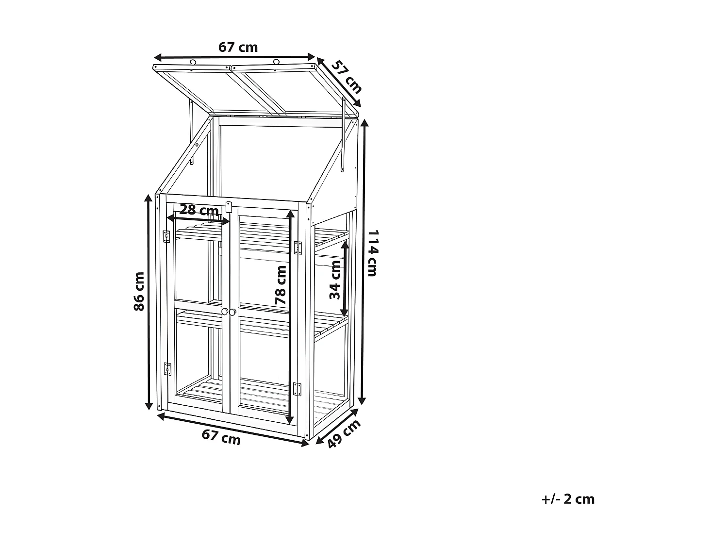 Serre de balcon VOLVERA Bois de sapin Marron clair 49 cm