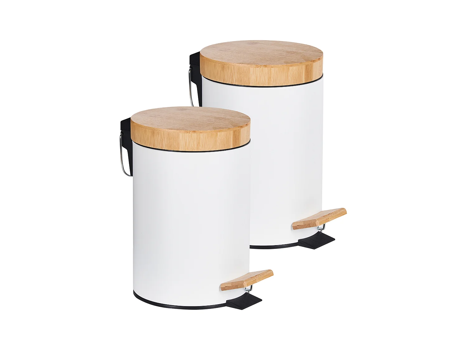 Lot de 2 poubelles à pédale 3 L ECOSMART Métal Blanc