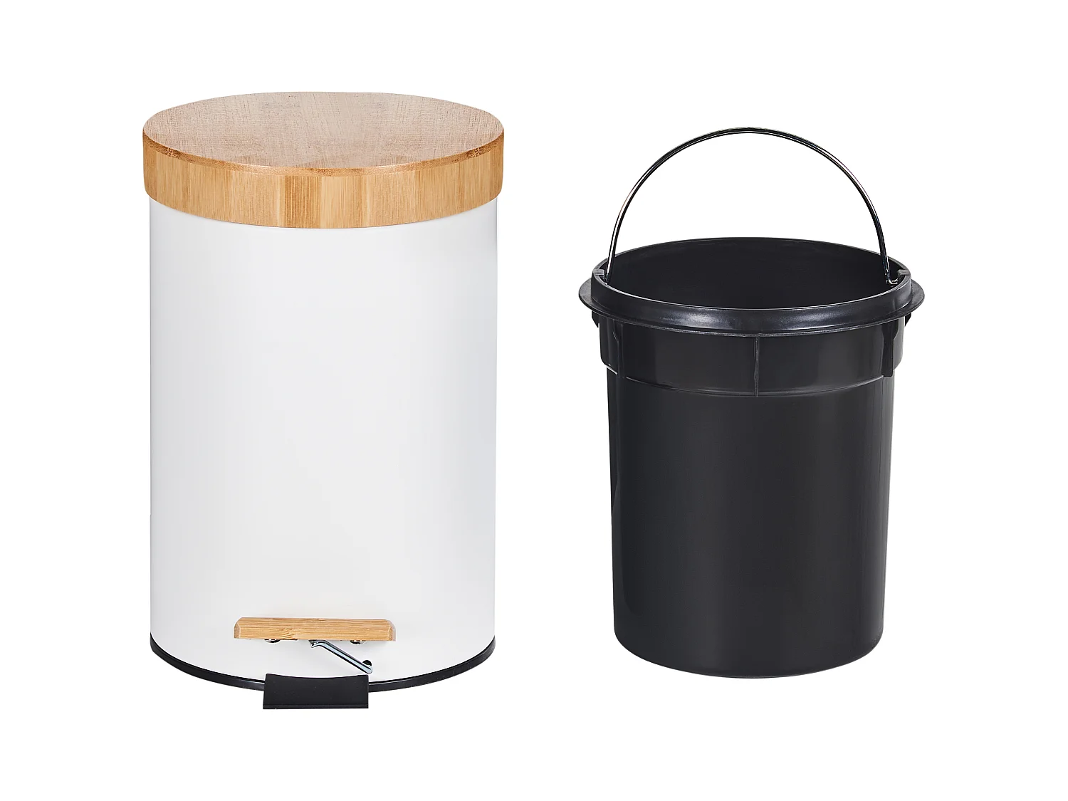 Lot de 2 poubelles à pédale 3 L ECOSMART Métal Blanc