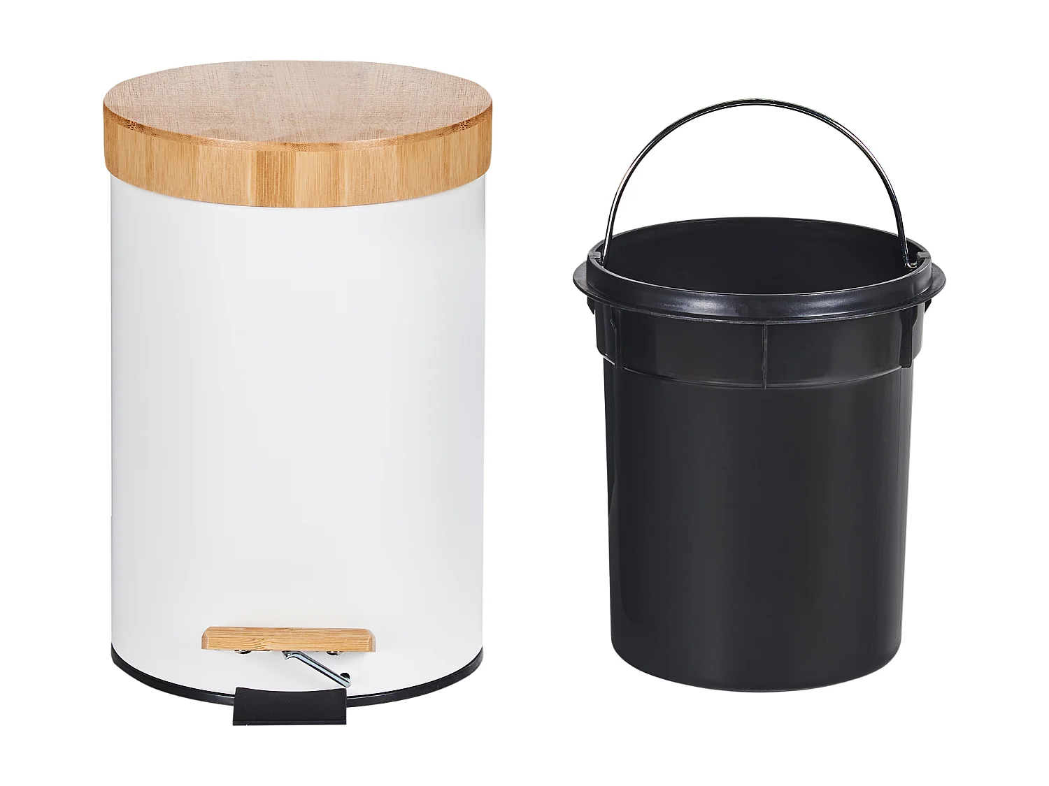 Lot de 2 poubelles à pédale 3 L ECOSMART Métal Blanc