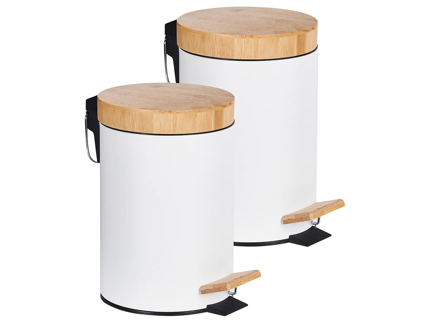 Lot de 2 poubelles à pédale 3 L ECOSMART Métal Blanc