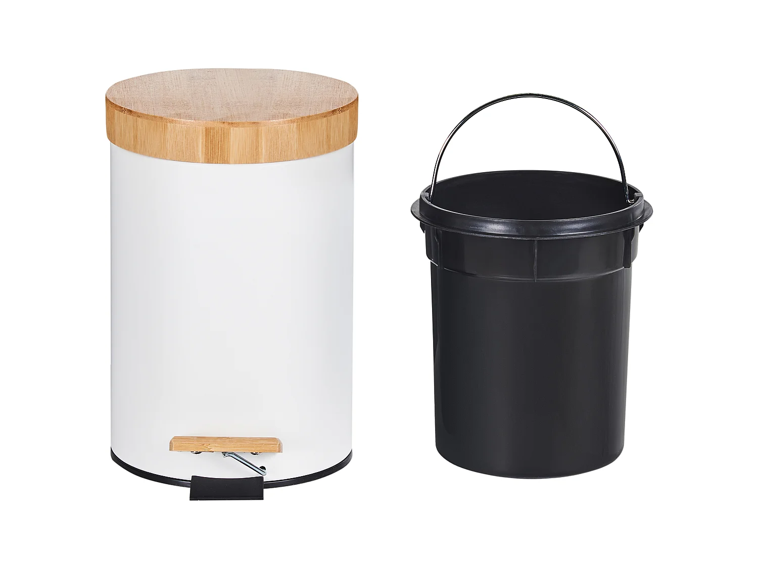 Lot de 2 poubelles à pédale 3 L ECOSMART Métal Blanc