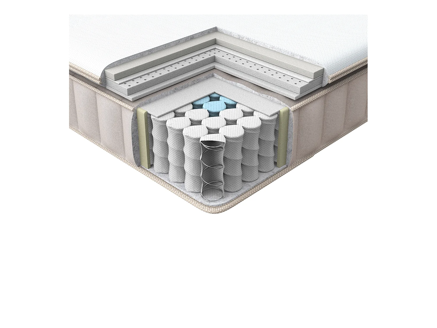 Matelas à ressorts ensachés en mousse à mémoire de forme avec gel PLEASANT H3/4 Ferme 120 x 200 cm